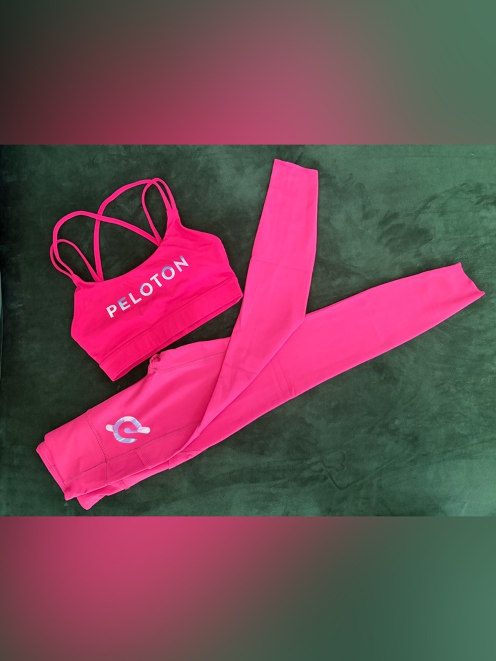 Peloton Bright Pink Performance Sports Bra & Tulip Hem Leggings